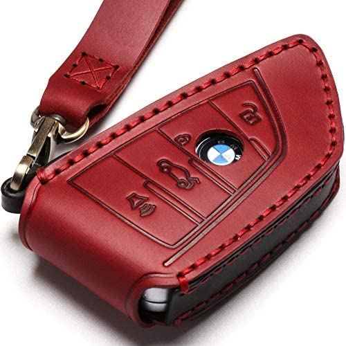 Dedicated Leather BMW Key Fob Cover Suit for Keyless Remote Control for BMW 1 2 3 4 5 6 7 Series and X1 X2 X3 X5 X6 and More BMW Models (A-R)