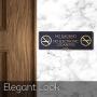 No Smoking No Electronic Cigarettes - Laser Engraved Sign - 3''x9'' - .050 Black and Gold Plastic