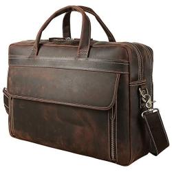 TIDING Mens Leather Business Briefcase 17'' Laptop Case Messenger Bag with YKK Metal Zipper