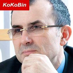 KoKoBin Blue Light Blocking Men - 2 Pair Computer Reading Glasses Rimless Readers Lightweight Anti Eyestrain, 2.50 Strength