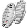 ELOHEI for Nissan Key Fob Cover, for Nissan Altima Maxima Rogue Armada Pathfinder, Infiniti (3 4 5-Button) Premium Soft TPU Full Cover Protection Smart Remote Keyless Key Fob Case (Silver)