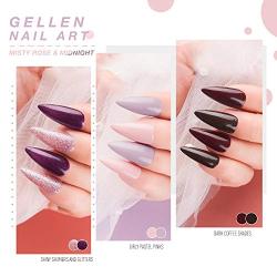 Gellen Gel Nail Polish KIT 6 Colors - Misty Rose & Midnight Series Pastel Pink Wine Tone, Rose Glitter Home Nail Art Salon Gel Manicure Set