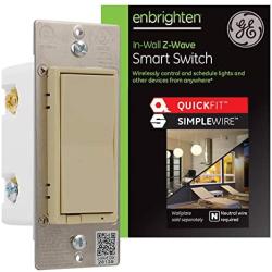GE Enbrighten Z-Wave Plus Smart Light Switch with QuickFit and SimpleWire, Works with Alexa, Google Assistant, SmartThings, Wink, Zwave Hub Required, Repeater/Range Extender, 3-Way Ready, Ivory, 47191