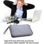 Electronics Organizer Travel Cable Cord Wire Bag Accessories Gadget Gear Storage Cases for 10.5 Inch Tablet (Light Gray)