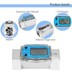 Epidioxi Turbine Flow Meter Electronic Digital Flow-Meter Stainless Steel Liquid Water Diesel Gasoline Methanol Kerosene Oil (2 inch Internal Thread Gauge)