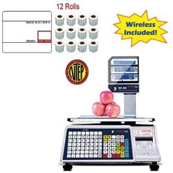 VisionTechShop DLP-300 Label Printing Scale Pole Display, 30/60lbs Capacity, 0.01/0.02lbs, NTEP Legal for Trade with a Free 1 case CAS LST-8010 UPC Label, 58 x 40mm