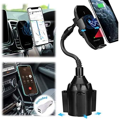 Wireless Car Charger TOOVREN Phone Mount Auto Clamping Fast Qi iPhone Car Charger Air Vent/Cup Holder for Car 10W Charging for iPhone 12/11 Pro Max/X/XR/8/7Plus,Samsung Note10+/s9,Google Pixel