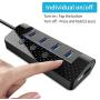 Powered USB Hub 3.0, atolla USB Hub with 4 USB 3.0 Data Ports and 1 USB Smart Charging Port, USB Splitter with Individual Power Switches and 5V/3A Power Adapter