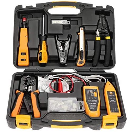InstallerParts Network Repair Tool Kit 15 In 1 – Electronic Tool Set | Crimping Tool, LAN/Ethernet/Cat5/Cat6 Cable Tester, Gauge Wire Stripper Cutting Twisting Tool, Punch Down, Screwdriver, Knife