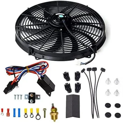 16 Inch Electric Radiator Cooling Fan Mounting Kit & 175-185 Degree Thermostat Relay Switch Kit Black 16 Inch Electric Radiator Cooling Fan Mounting Kit & 175-185 Degree Thermostat Relay Switch Kit Black