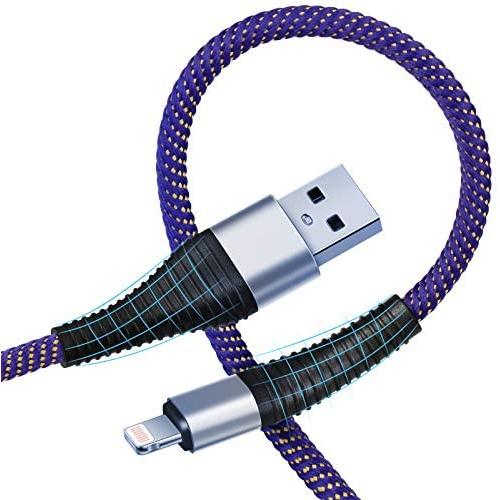 iPhone Charger 10 ft, MFi Certified Lightning Cable 2 Pack 10 Foot Charger Cord USB Charging & Syncing Extra Long Nylon Braided USB Charging Cord Compatible with iPhone X/Max/11/8/7/6/6S/5/5S/SE/Plus