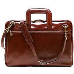 Floto Firenze Slim Leather Briefcase Attache Messenger Bag Small