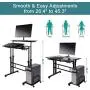 Cocoarm Stand Up Computer Desk, Height Adjustable Standing Desk Sit Stand Converter Computer Desktop Workstation, Moveable with Wheels ((Host Shelf Included))