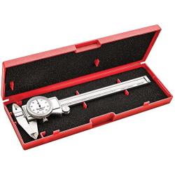 Starrett Dial Caliper Measuring Tool 3202-6, Hardened Stainless Steel Metal, 6 Inch Range, 0.001'' Graduation, Measure Inside Outside Dimensions and Depth, Carry Case Included, White
