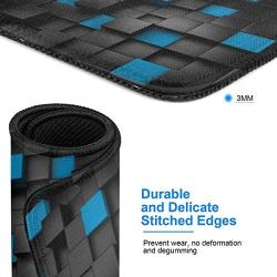 3D Design Mouse Pad with Stitched Edge, Black Blue Rectangle Design Mousepad Non-Slip Rubber Large Gaming Mouse Pad for Laptop, Computer & Office, 11.8 X 9.8 X 0.12Inches