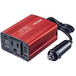 Bapdas 150W Car Power Inverter DC 12V to 110V AC Car Converter with 3.1A Dual USB Car Adapter-Red