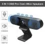 3 in 1 Webcam - C980 Pro Webcam 1080P, 2 Speakers & 4 Built-in Omnidirectional Microphones Arrays, Webcam with Microphone for Video Conferencing Streaming, Noise Reduction, Plug & Play, w/Cover