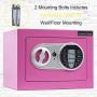 JUGREAT Security Safe Box with Induction Light,Electronic Digital Securit Safe Steel Construction Hidden with Lock，Wall or Cabinet Anchoring Design for Home Office Hotel Gun Passport Cash(Pink)