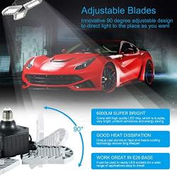 LED Garage Light - Bright Garage Ceiling Light Triple Light 6000K 6000LM E26 Deformable LED Shop Light with 3 Adjustable Aluminum Panels,Honesorn Garage Lamp for Warehouse (No Motion Activated)