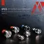 APIELE (Pcs of 2) 12mm Latching Push Button Switch High Round Head Stainless Steel 1 Normally Open with Ring Led (White)