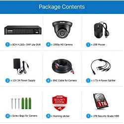 ZOSI H.265+ Home Security Camera System,5MP Lite 8 Channel Surveillance DVR with Hard Drive 1TB and 4 x 1920TVL(2MP) Weatherproof CCTV Dome Camera Outdoor Indoor with 80ft Night Vision, Motion Alerts