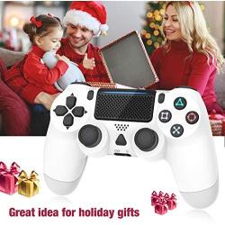 Controller for Playstation 4, Y Team Controller for PS4/ Pro/Slim, Game Controller Joystick with Vibration Function, Headset Jack, 6-axis Gyro Sensor/1000mAh Battery(White)