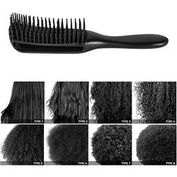Emoly 2 Pack Detangling Brush for Natural Hair-Detangler for America 3a to 4c Kinky Wavy, Curly, Coily Hair, Detangle Easily with Wet/Dry (Black)