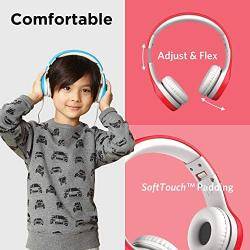 LilGadgets Connect+ Kids Premium Volume Limited Wired Headphones with SharePort and Inline Microphone (Children, Toddlers) - Red
