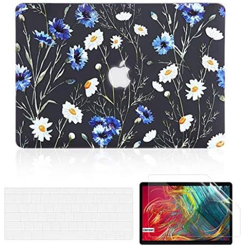 iDonzon Case for MacBook Air 13 inch A1466 A1369 2010-2017 Release, Matte Black Hard Cover & Keyboard Cover & Screen Protector Compatible with Older Version Mac Air 13.3 inch - Floral