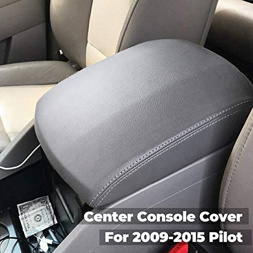 ISSYAUTO Center Console Cover for 2009-2015 Pilot Armrest Cover Replacement Leather Console Lid, Gray
