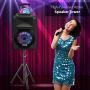 Wireless Portable PA Speaker System - 700 W Battery Powered Rechargeable Sound Speaker and Microphone Set with Bluetooth MP3 USB Micro SD FM Radio AUX 1/4'' DJ lights - For PA / Party - Pyle PSUFM1280B