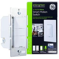 GE Enbrighten Z-Wave Plus Smart Motion Sensor Light Switch, On/Off, Vacancy / Occupancy Sensor, Includes White and Lt. Almond, Zwave Hub Required, Works with SmartThings, Wink, and Alexa, 26931