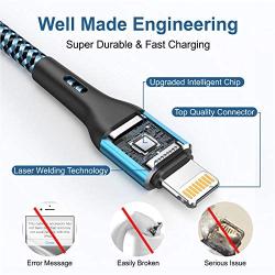 iPhone Charger Cable 4Pack-1.5/3/6/6FT,Durcord iPhone Charger Cord MFi Certified Lightning Cable,Fast iPhone Charging Cord Nylon Braided Compatible iPhone 11/ XS/Max/XR/X/8/8P/7/7P/6/SE/iPad/iPod