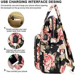 Laptop Backpack,15.6 Inch Stylish College School Backpack with USB Charging Port,Water Resistant Casual Daypack Laptop Backpack for Women/Girls/Business/Travel (Flower Pattern)