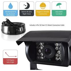 Pyle PLCMTR5 Weatherproof Rearview Backup Camera for Bus, Truck, Trailer and Van (Night Vision Cam, Dual DC 12-24V), Silver/Black