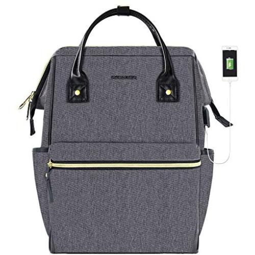 KROSER Laptop Backpack School Travel Backpack Stylish Doctor Bag 15.6 Inch Water Repellent College Casual Daypack with USB Port Business Work Computer Bag for Men/Women-Grey