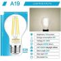 Ascher Dimmable E26 LED Filament Light Bulbs, 60 Watt Equivalent, Dimmable E26 LED Filament Light Bulbs, Daylight White 4000K, Classic Clear Glass, A19 LED Light Bulb, 6 Pack