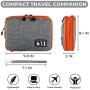 Electronics Organizer Travel Universal Cord Organizer Electronic Accessories Case for Cable, Charger, Phone, USB Drive, SD Card, Mini Tablet(Up to 7.9'') Gray and Orange