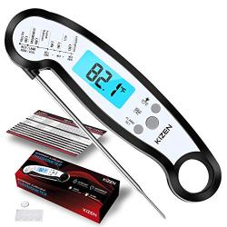 Kizen Meat Instant Read Thermometer - Best Waterproof Alarm Thermometer with Backlight & Calibration. Kizen Digital Food Thermometer for Kitchen, Outdoor Cooking, BBQ, and Grill!¡¦