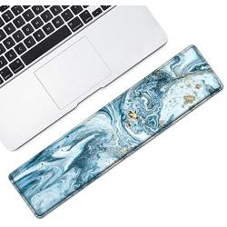 iLeadon Keyboard Wrist Rest Pad, Ergonomic Wrist Support with High Density Memory Foam & Stitched Edges, 16.5 x 3.5-inch 1.8cm Thick for Gaming Working Typing Wrist Pain Pressure Ease, Gilding Marble