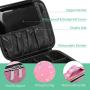 Holographic Makeup Case, BuyAgain Waterproof Cute Travel Cosmetic Case Organizer With Adjustable Dividers for Women, Pink