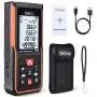 Tacklife S5-60 Upgraded Laser Measure 196Ft M/Ft/Inch Rechargeable Mute Laser Distance Meter with Electronic Angle Sensor Backlit LCD Pythagoras for Distance,Area, Volume-99 Records+Re-calibration