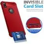 iPhone XR Case with Card Holder and[Screen Protector Tempered Glass x2Pcs] SUPBEC Protective Ultra-Thin-Slim Cover with Silicone TPU Shockproof Rubber Wallet Case for iPhoneXR 6.1''-Red