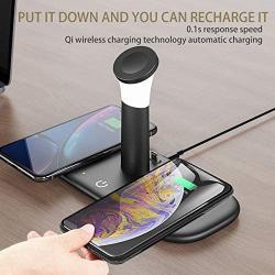 YOVDA Fast Charging Station Dock, 15w Wireless Charger Stand with Night Light, 5-in-1 Qi-Certified Wireless Charger for iPhone 11 Pro/Xs/Xr/8, Samsung, Iwatch 6/Se/5/4/3 and Airpods