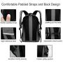 15.6 inch Laptop Backpack Men, Travel Water Resistant Backpack with USB Charging Port Multiple Pockets School Backpack, Durable Lightweight Computer Backpack for Men and Women, Black (Grey)