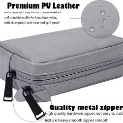 Electronic Accessories Storage Bag, Premium PU Leather Multifunctional Travel Digital Accessories Storage Bag Cable Organizer Bag, Grey