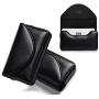 FYY Handmade Premium PU Leather Business Name Card Case Universal Card Holder with Magnetic Closure (Hold 30 pics of Cards) Black