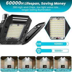 2-Pack LED Garage Lights, New Four Leaf Deformable 120W LED Garage Light, 12000 LM 6500K Quadruple Glow LED Garage Light Ceiling Lights for Garage Basement Workshop, Warehouse, Workshop and Yard