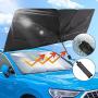 UVANTI Car Windshield Sunshade Umbrella with Escape Safety Hammer, Folding Car Sun Shade Parasol Umbrella, 57''x31'' (Updated Version)