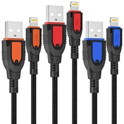 iPhone Charger Cable 10FT, 3Pack 10FT/3M Lightning Cable Durable Nylon Braided Fast iPhone Charging Cable Cord Compatible with iPhone 11 Pro Max XS XR X 8 7 6 Plus 5, iPad, iOS